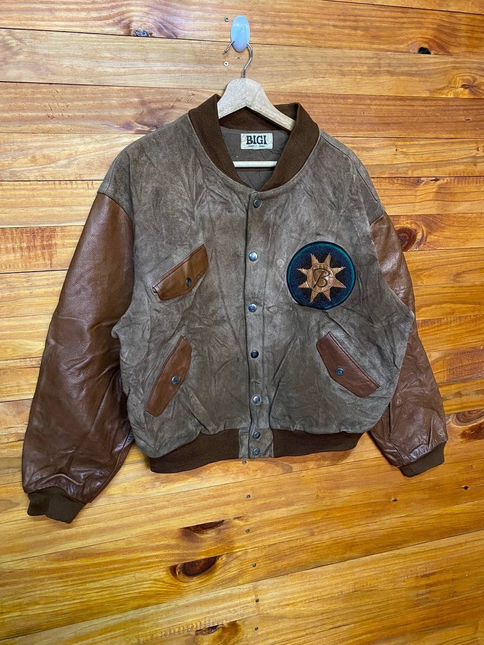BIGI Vintage 80s Bigi Japan Varsity Leathers Jacket Size US L / EU 52-54 / 3 - 3 Thumbnail