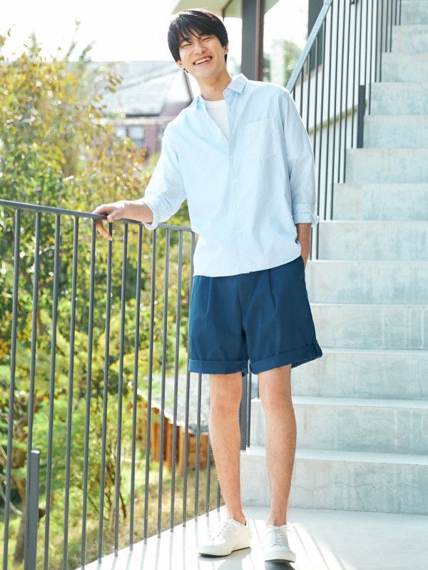 JW Anderson × Uniqlo Small Blue Roll-Up Shorts Sea Chinos Button Strap 29 30 31 Size US 30 / EU 46 - 4 Thumbnail