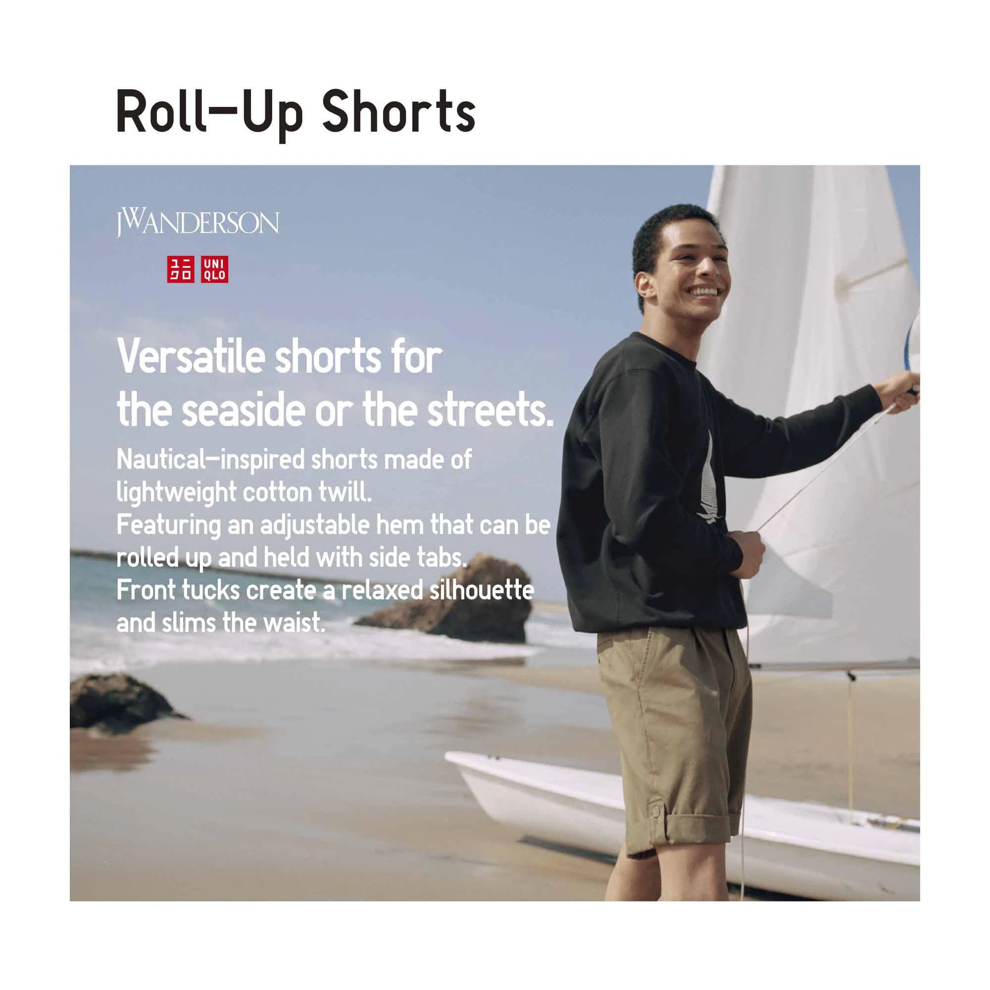 JW Anderson × Uniqlo Small Blue Roll-Up Shorts Sea Chinos Button Strap 29 30 31 Size US 30 / EU 46 - 6 Thumbnail