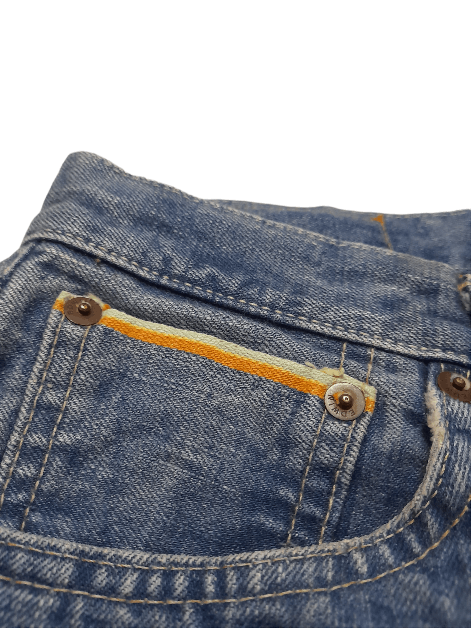 Edwin × Vintage 90s Edwin Rainbow Selvedge 505s Special Denim (E156) Size US 28 / EU 44 - 6 Thumbnail