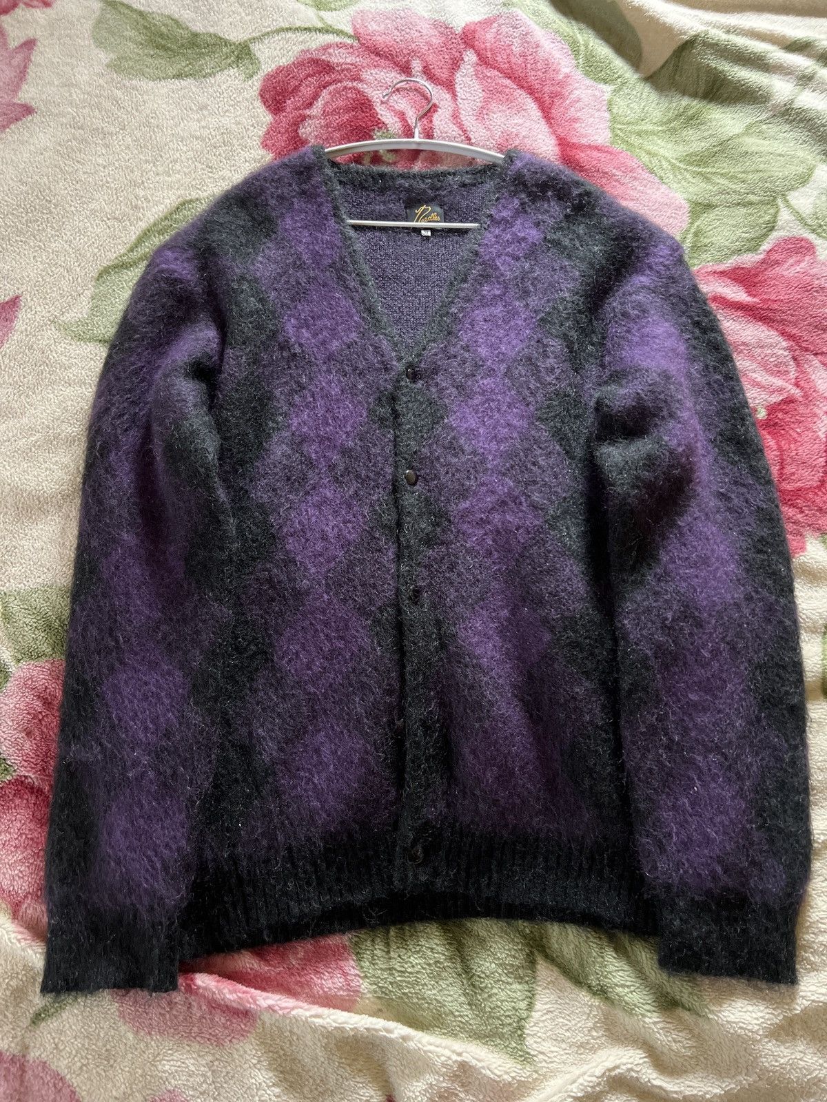 Needles Needles Mohair Cardigan Charcoal/Purple | Grailed