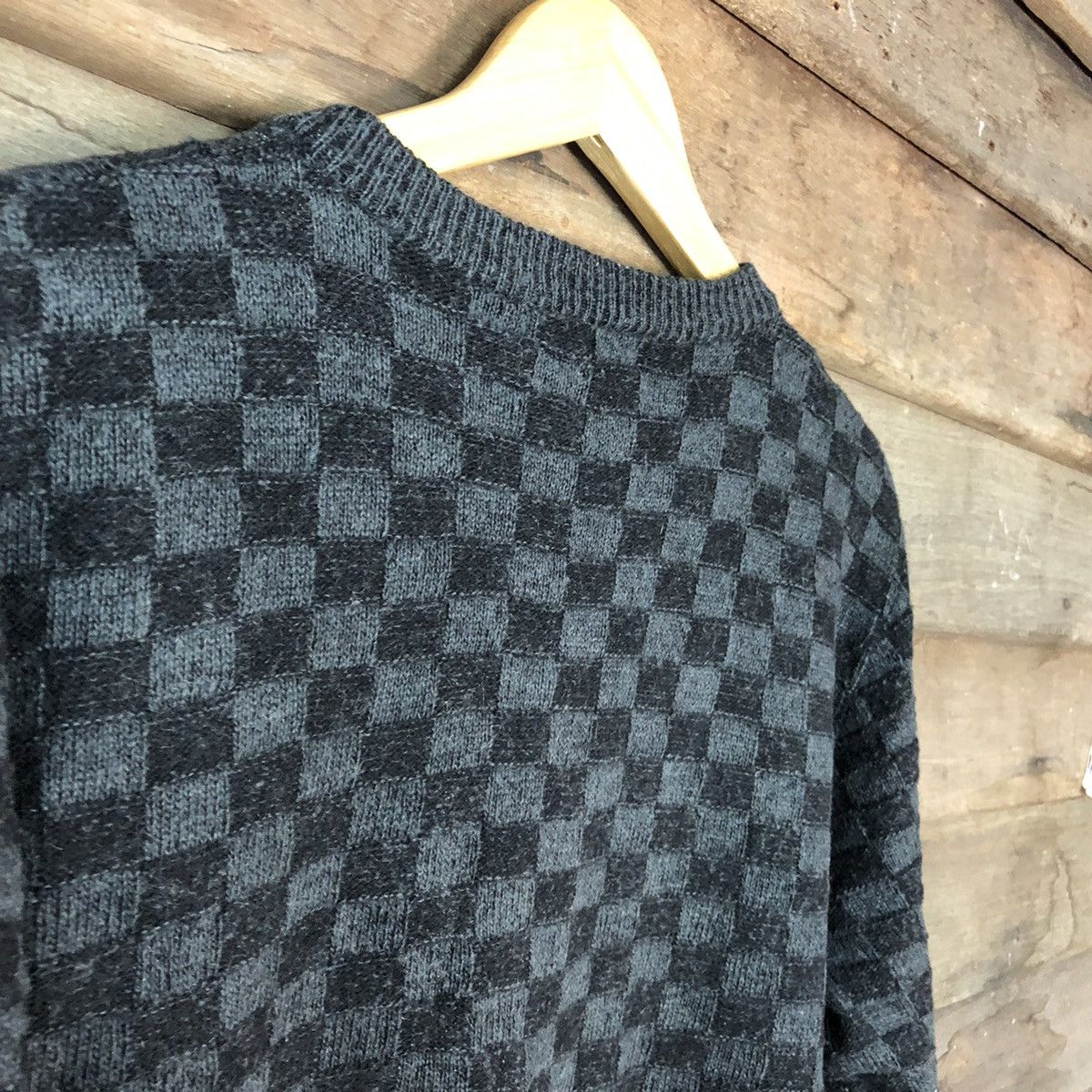 Aran Isles Knitwear × Japanese Brand Iki japan checkered cardigan Black Knitwear #6816 Size M / US 6-8 / IT 42-44 - 9 Thumbnail