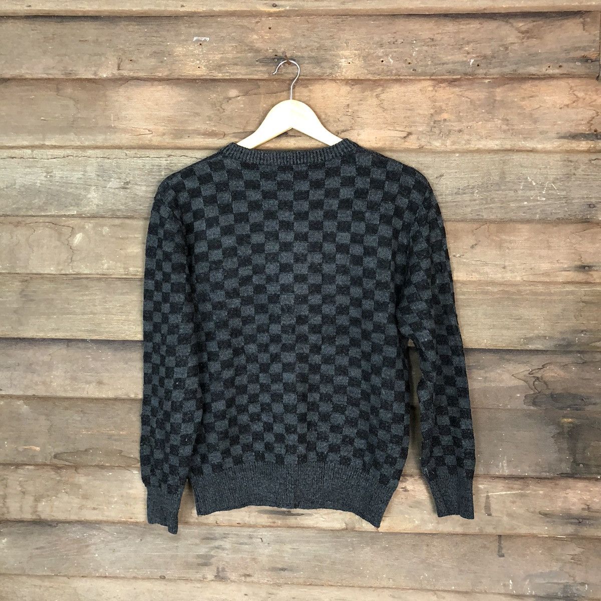 Aran Isles Knitwear × Japanese Brand Iki japan checkered cardigan Black Knitwear #6816 Size M / US 6-8 / IT 42-44 - 8 Thumbnail