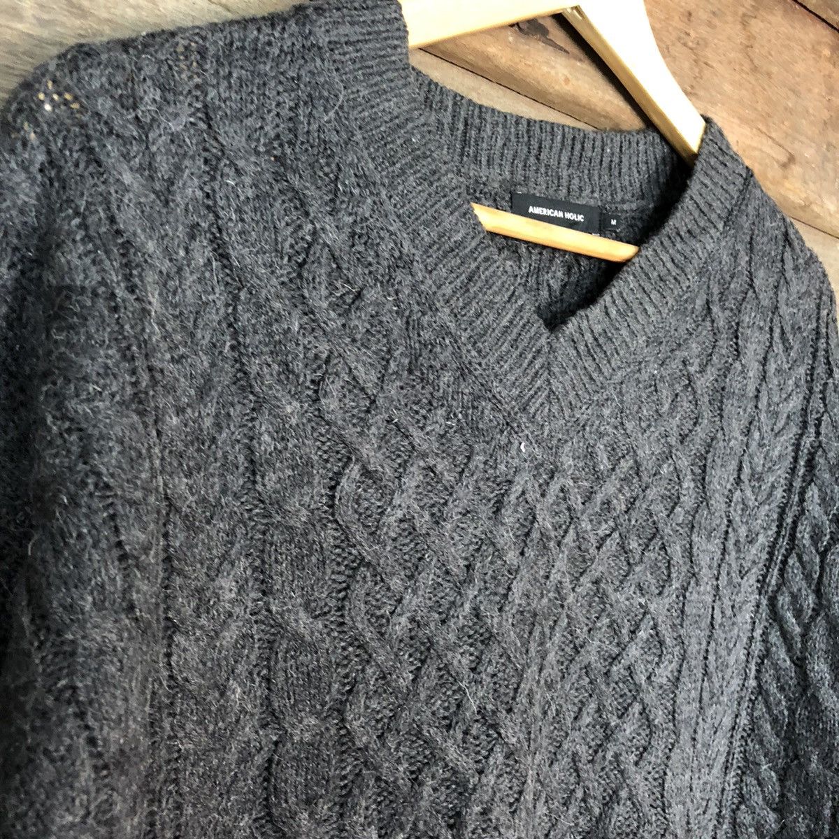 Aran Isles Knitwear × Japanese Brand American Holic Grey aran isle cable Knitwear #6823 Size US M / EU 48-50 / 2 - 6 Thumbnail