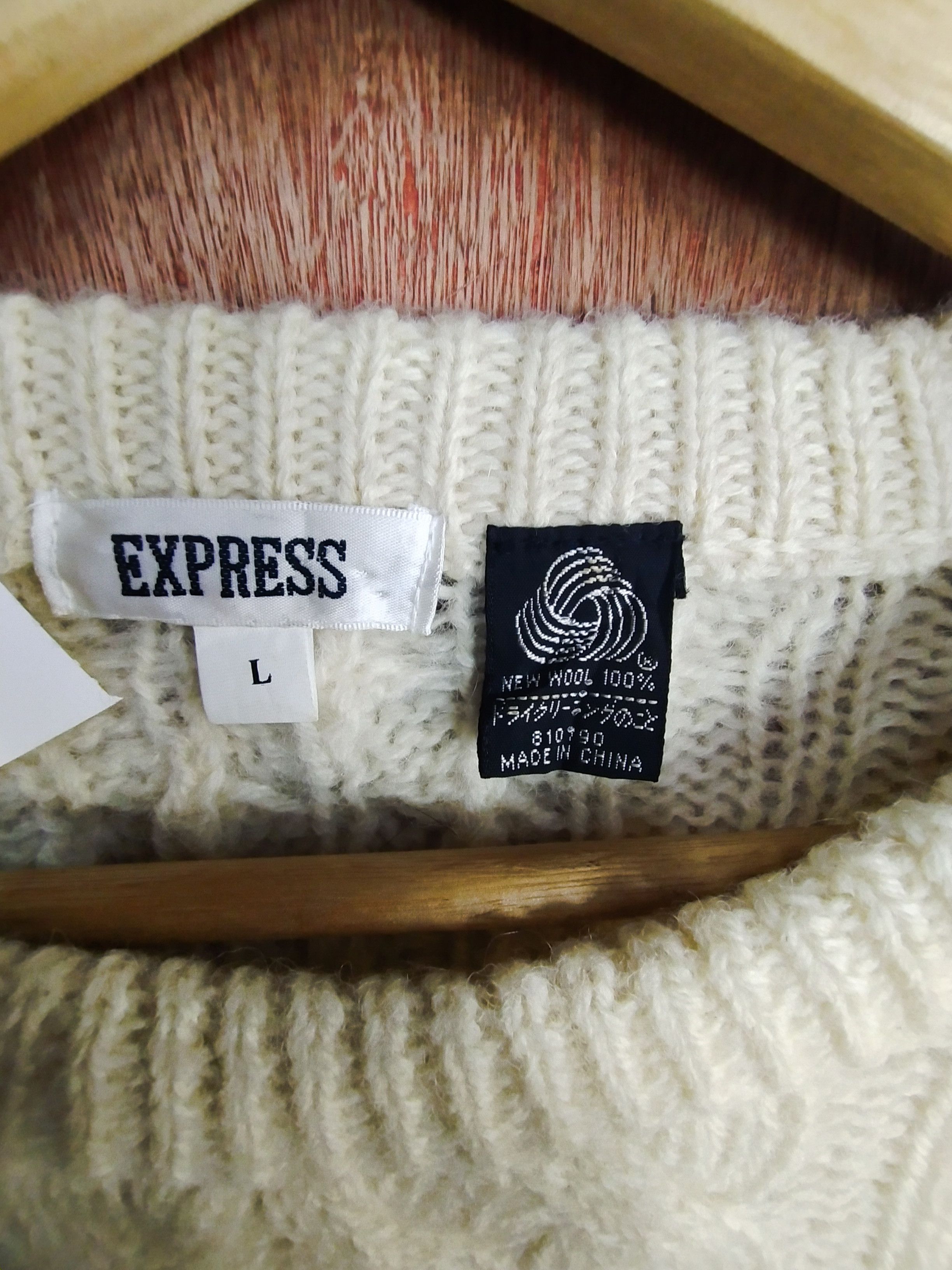 Aran Isles Knitwear × Express × Japanese Brand Express cream homespun cable knitwear #S031 Size US L / EU 52-54 / 3 - 4 Thumbnail