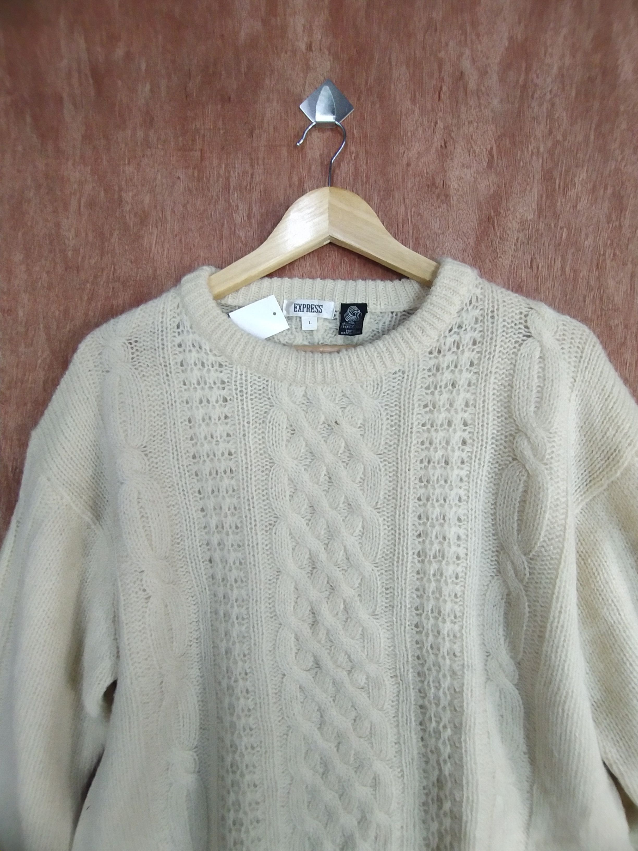 Aran Isles Knitwear × Express × Japanese Brand Express cream homespun cable knitwear #S031 Size US L / EU 52-54 / 3 - 2 Thumbnail