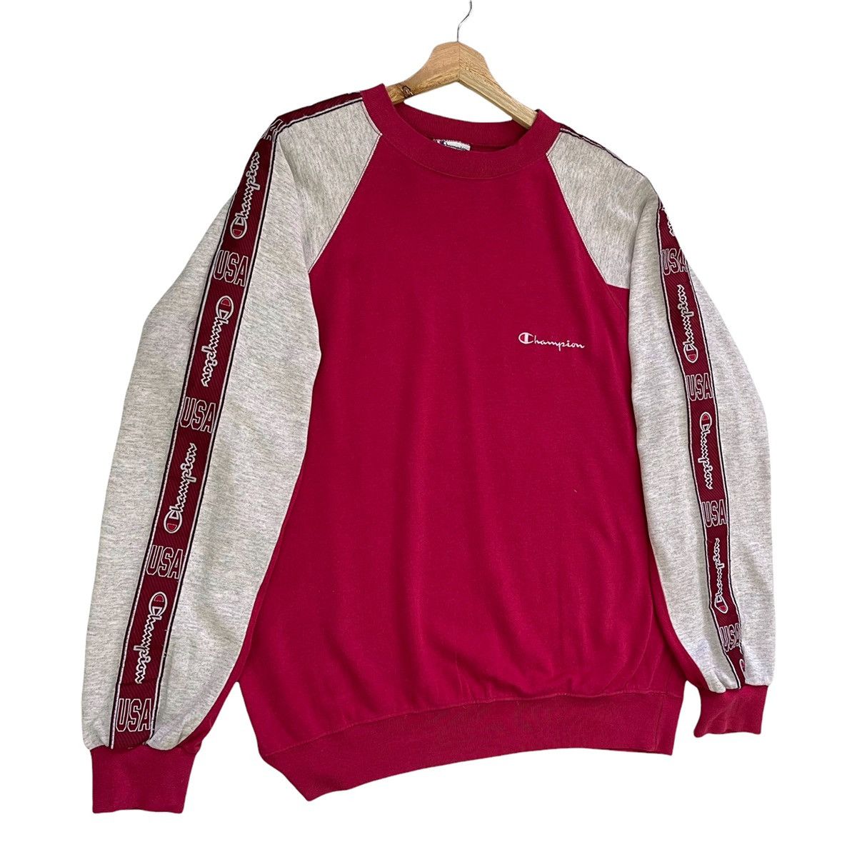 Champion Vintage 90s Champion Side Tape Design Crewneck Sweatshirt Size US L / EU 52-54 / 3 - 2 Thumbnail