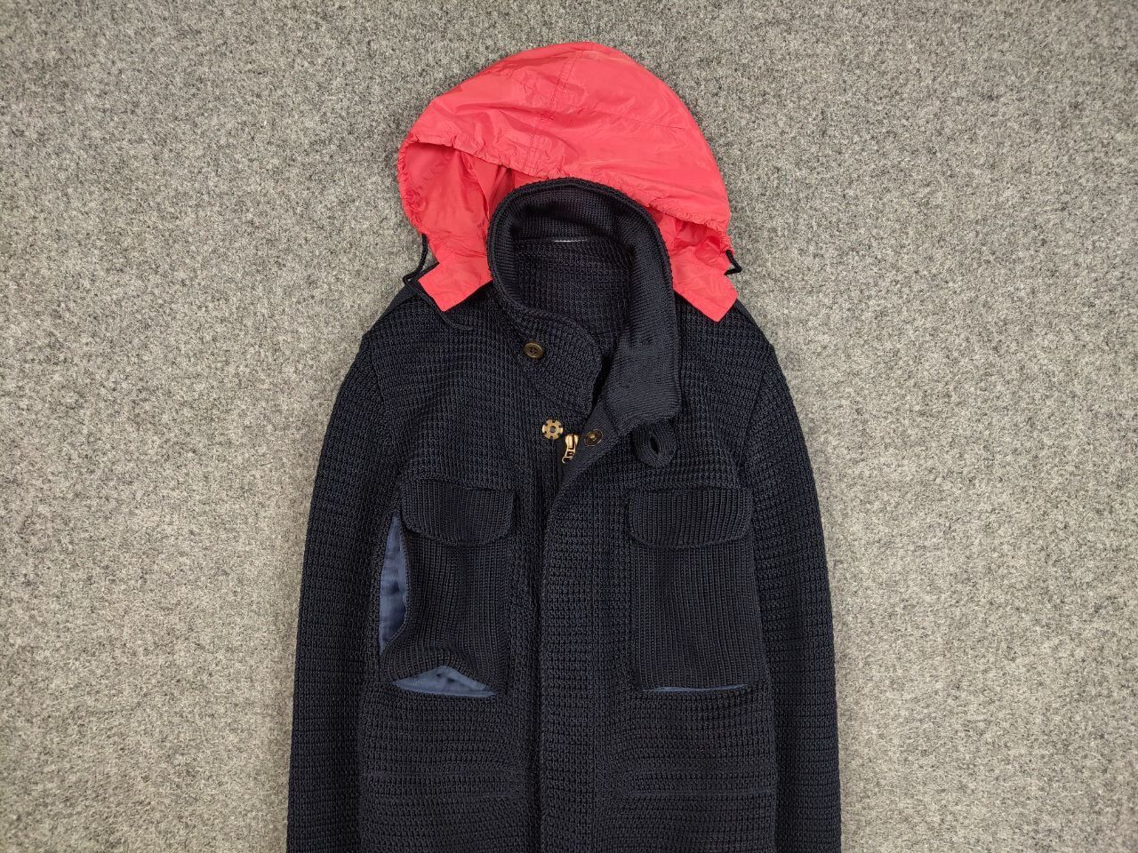 Bark Bark Military Dark Blue Pockets Tactical Knit Coat Jacket Size US XL / EU 56 / 4 - 10 Thumbnail
