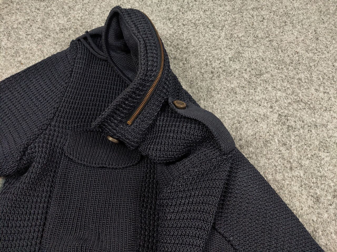 Bark Bark Military Dark Blue Pockets Tactical Knit Coat Jacket Size US XL / EU 56 / 4 - 18 Thumbnail
