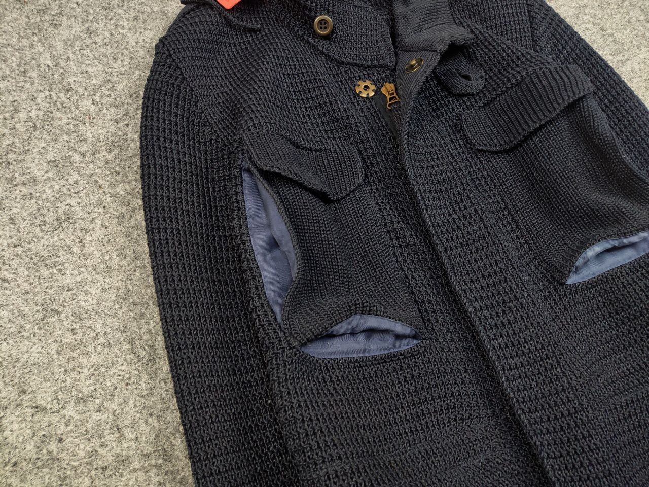 Bark Bark Military Dark Blue Pockets Tactical Knit Coat Jacket Size US XL / EU 56 / 4 - 9 Thumbnail