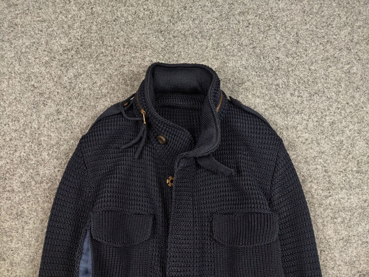 Bark Bark Military Dark Blue Pockets Tactical Knit Coat Jacket Size US XL / EU 56 / 4 - 13 Thumbnail