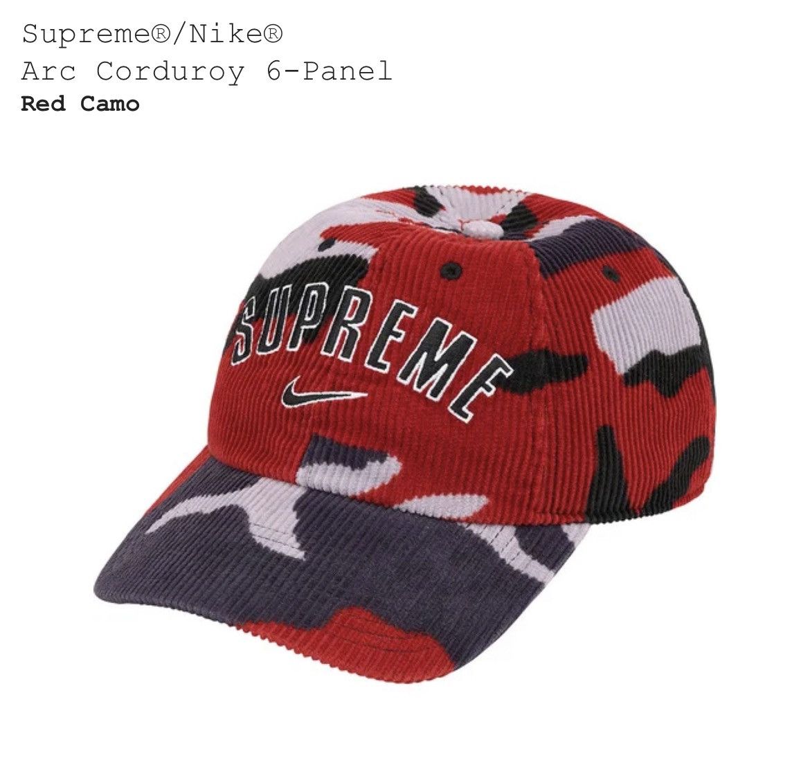 Supreme Supreme x Nike Arc Corduroy 6 panel Size ONE SIZE - 7 Thumbnail