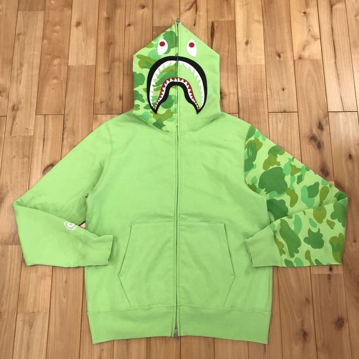 Lime green bape on sale hoodie