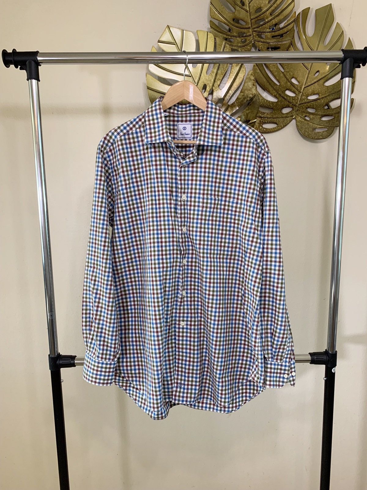 David Donahue David Donahue Checkered Shirt Blue/Brown Mens Size XL ...