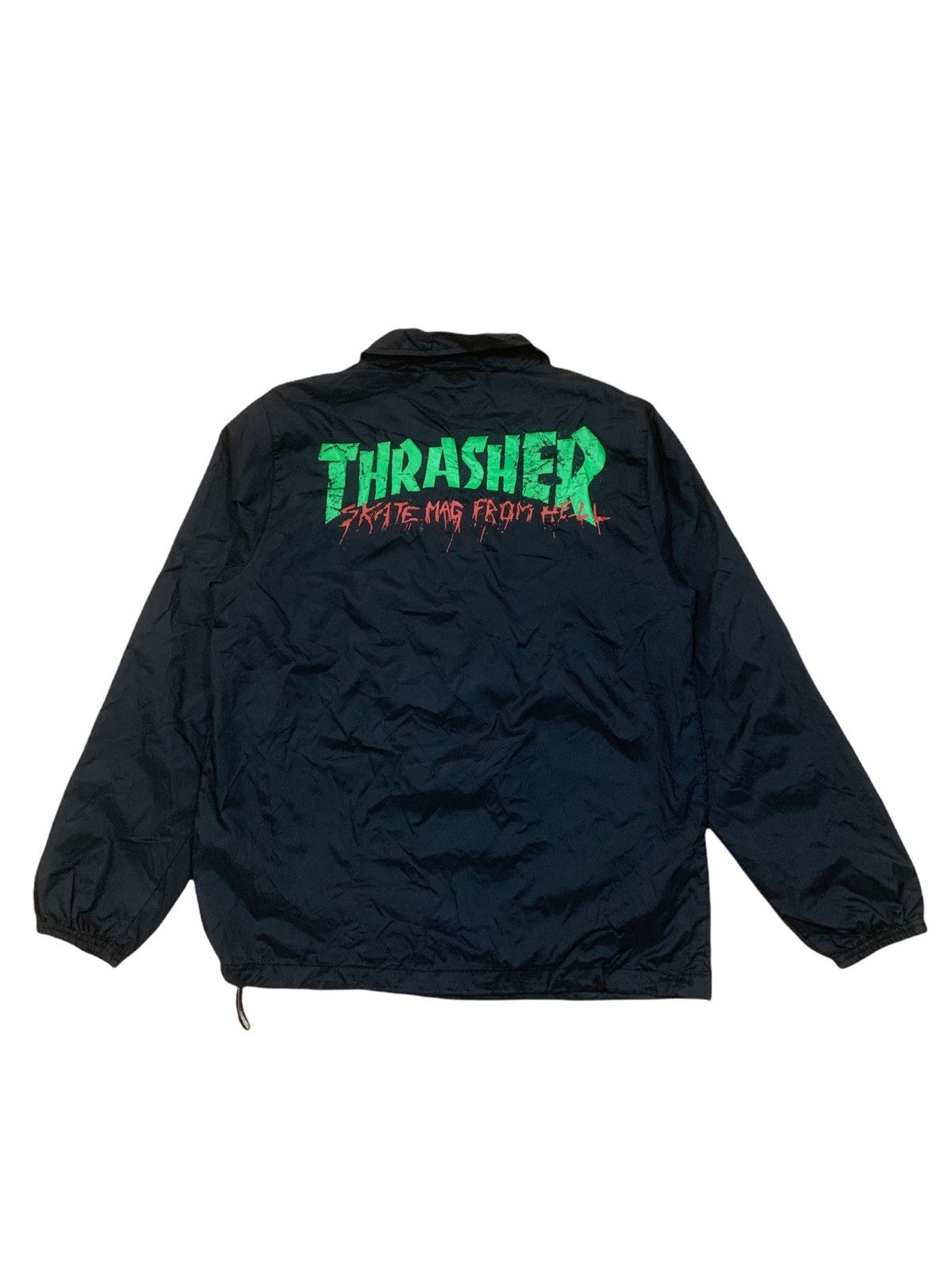 image of VTG Thrasher Skate Mag From Hell Snap Button Jacket(J1) in Black, Men's (Size Small)