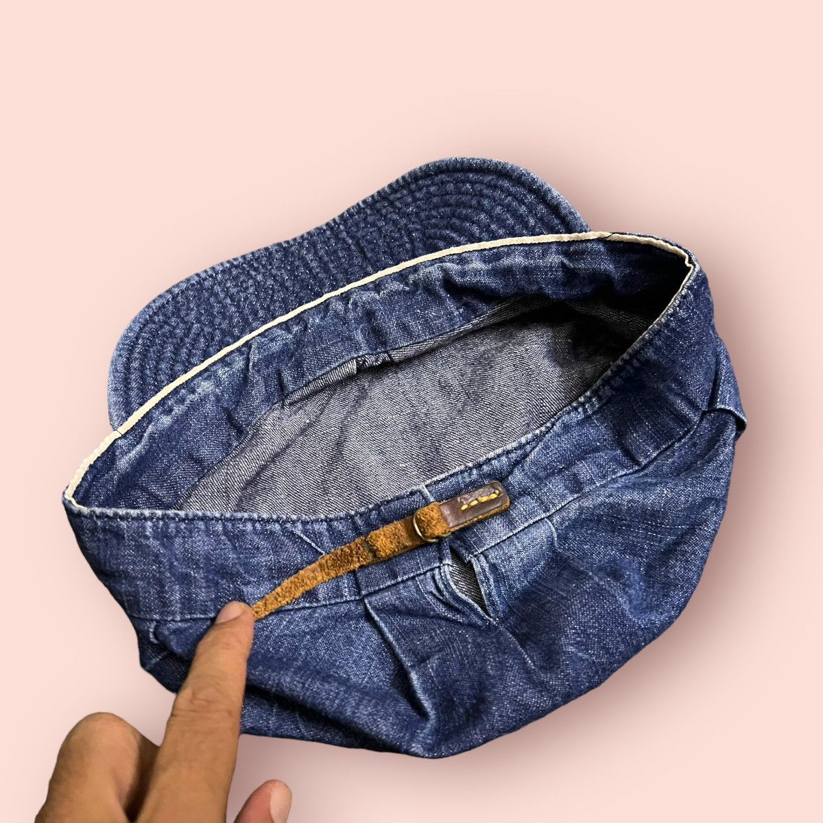 Beams Plus VINTAGE BEAMS JAPAN DENIM HAT LEATHER STRAPBACK Size ONE SIZE - 18 Thumbnail