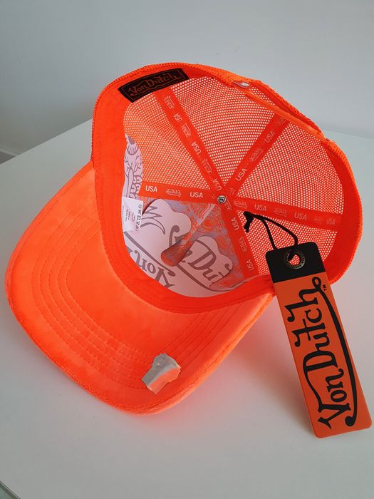 Neon Orange Velvet Trucker