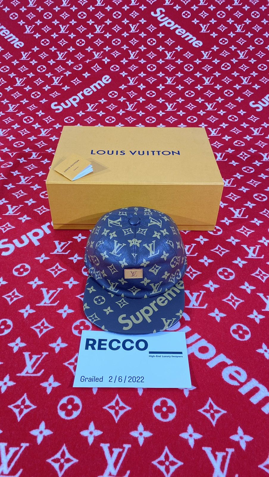 Louis Vuitton X Supreme 5 Panel Monogram Leather Hat