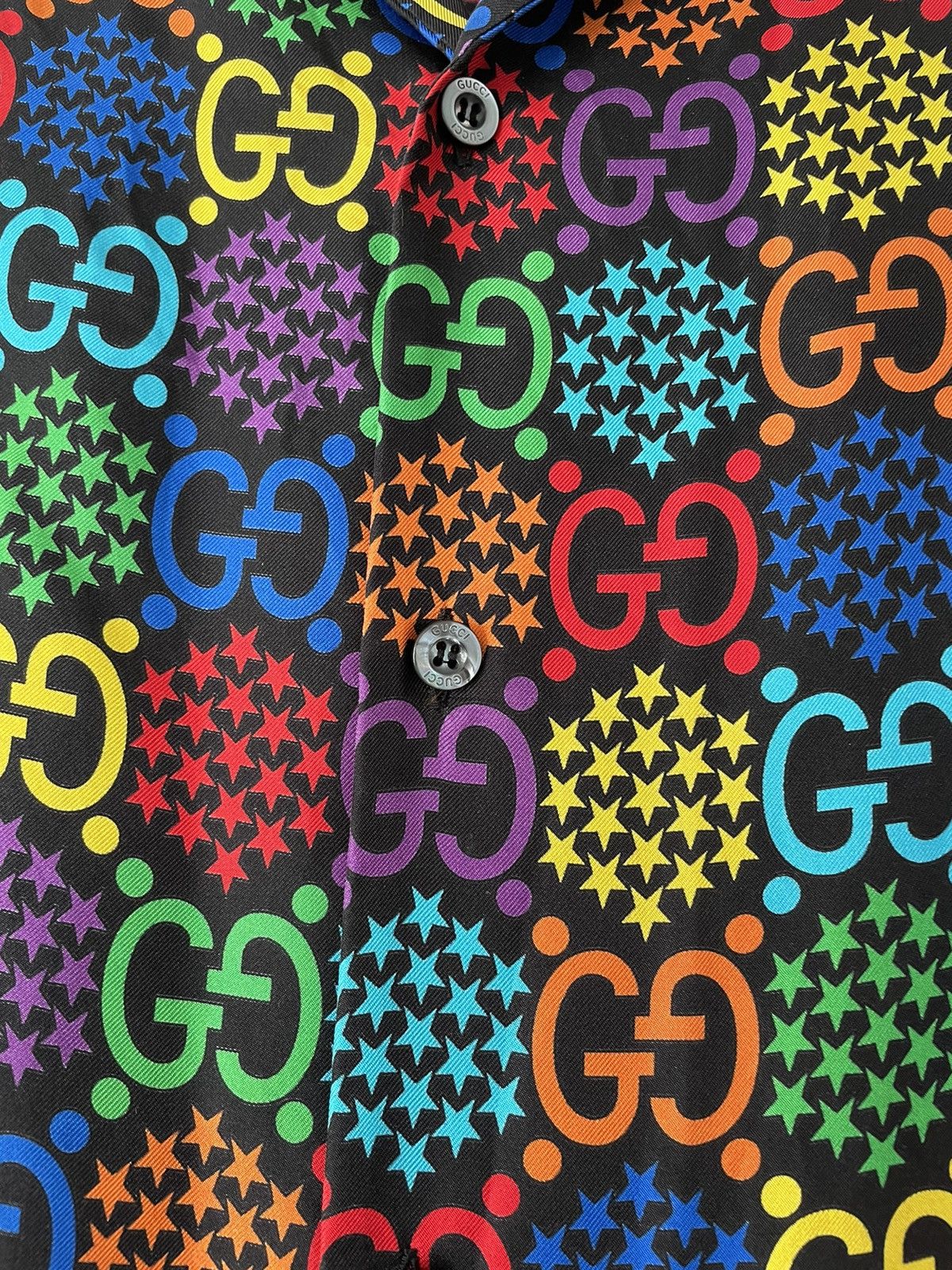 Gucci Psychedelic Print Silk Bowling Shirt Size US M / EU 48-50 / 2 - 7 Thumbnail