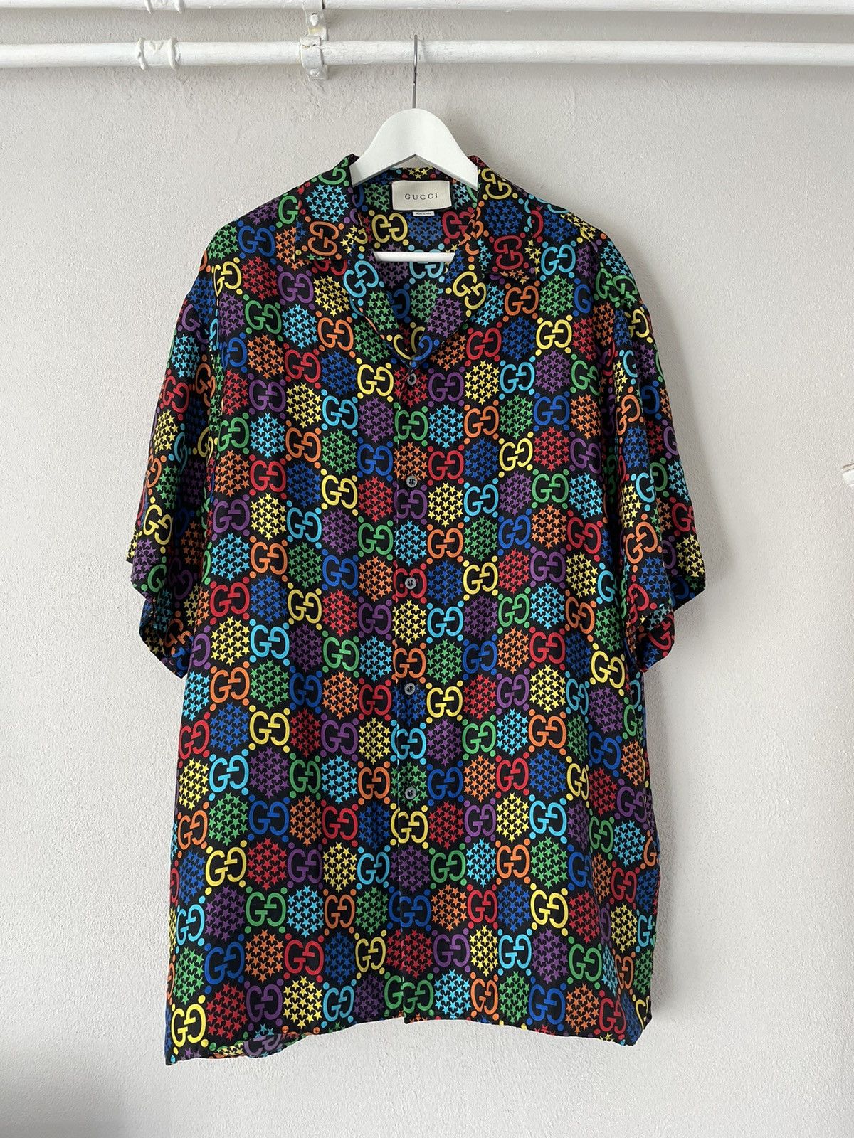 Gucci Psychedelic Print Silk Bowling Shirt Size US M / EU 48-50 / 2 - 1 Thumbnail