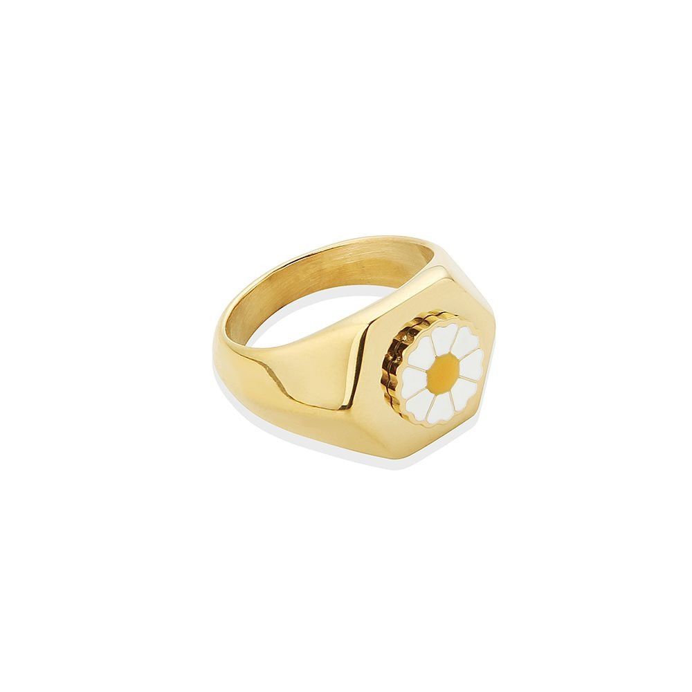 Jewelry × Vintage White Daisy Women's Gold Ring Size ONE SIZE - 1 Preview