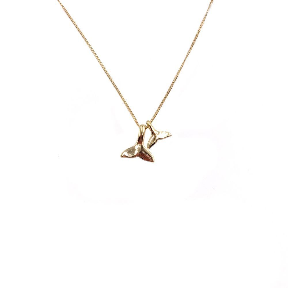 Jewelry × Vintage Gold Double Fishtail Dolphin Tail Pendant Necklace Size ONE SIZE - 2 Thumbnail