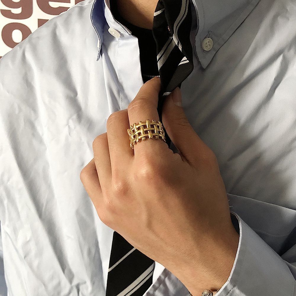 Jewelry × Vintage Fashion Braided Titanium Steel Couple Ring Size ONE SIZE - 1 Thumbnail