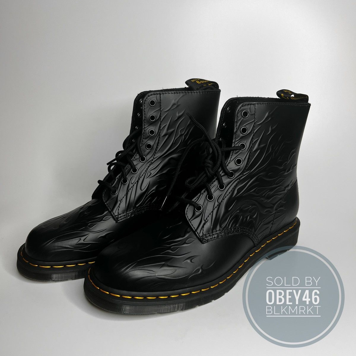 Dr. Martens Dr Martens 1460 FLAMES EMBOSS LEATHER LACE UP BOOTS Grailed