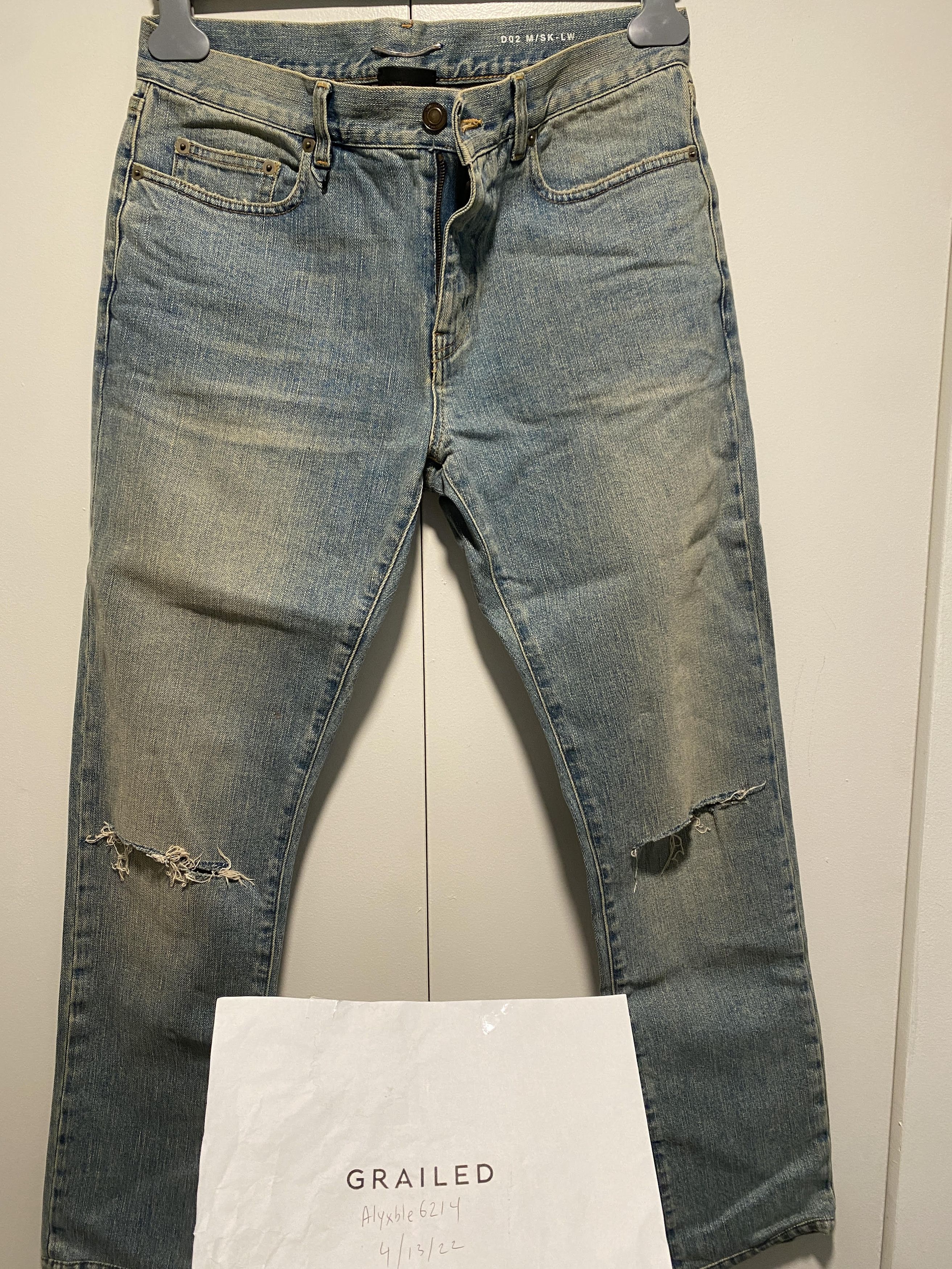 Hedi Slimane Hedi Slimane Washed Knee Ripped Skinny Blue Jeans Size US 31 - 3 Thumbnail