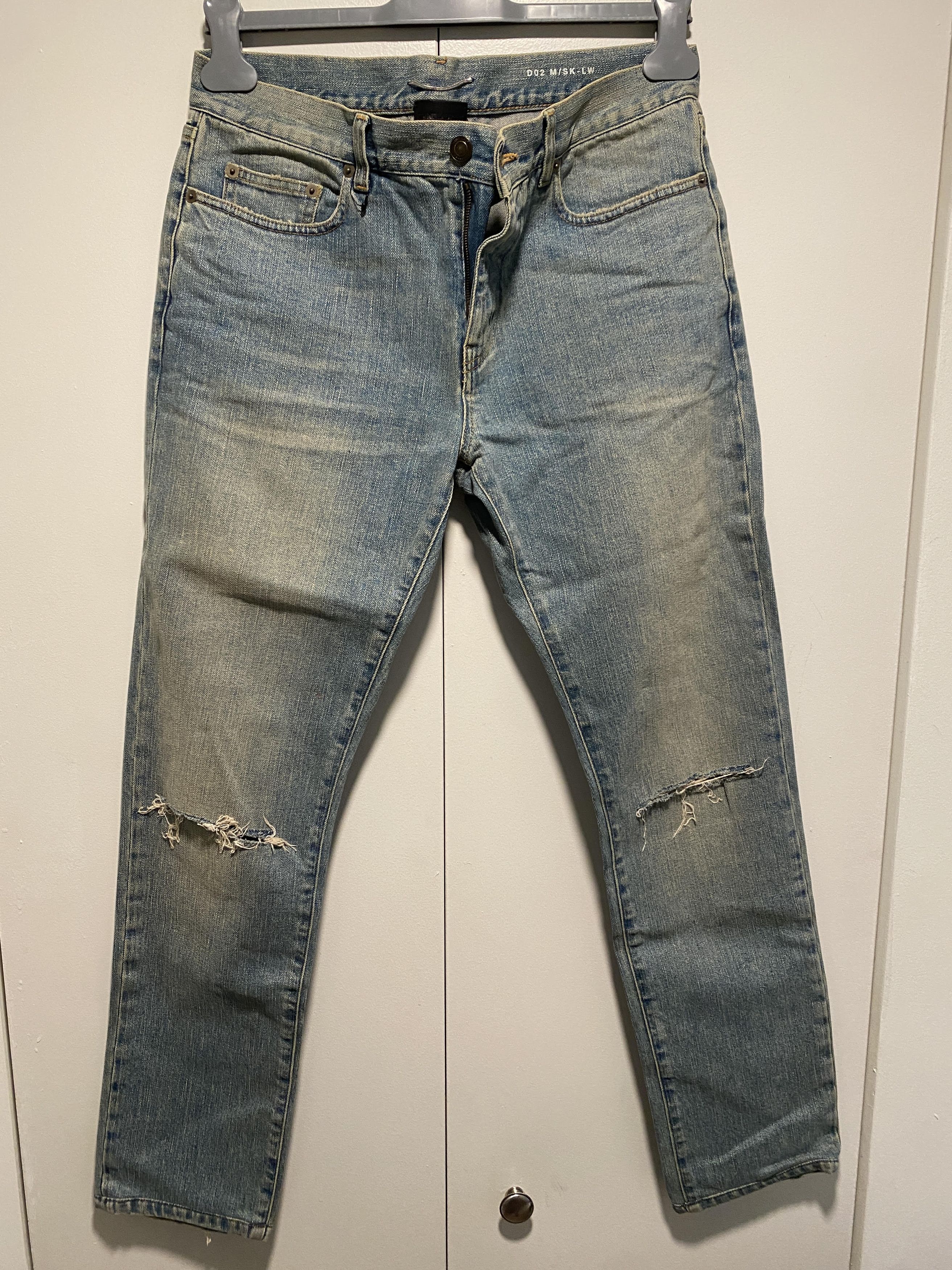 Hedi Slimane Hedi Slimane Washed Knee Ripped Skinny Blue Jeans Size US 31 - 1 Thumbnail