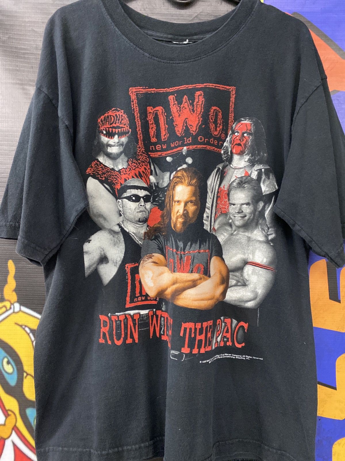 Vintage 1998 WCW NWO Wolf pack T-Shirt New World Order Wrestling Promo 2024 Men's L