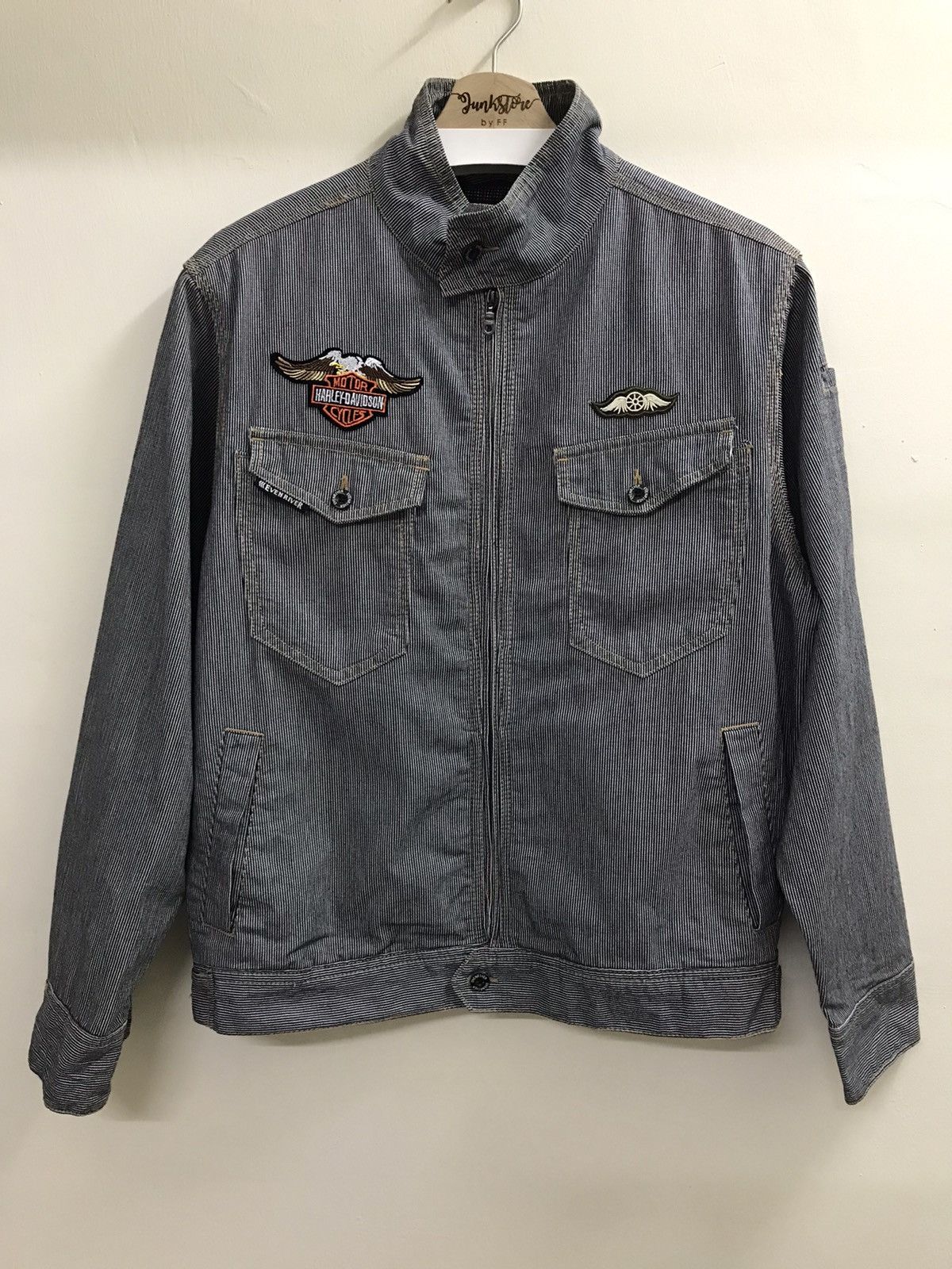 Japanese Brand Evenriver Japan Denim Hikory Stripe Jacket Custom Patch Size US M / EU 48-50 / 2 - 1 Thumbnail