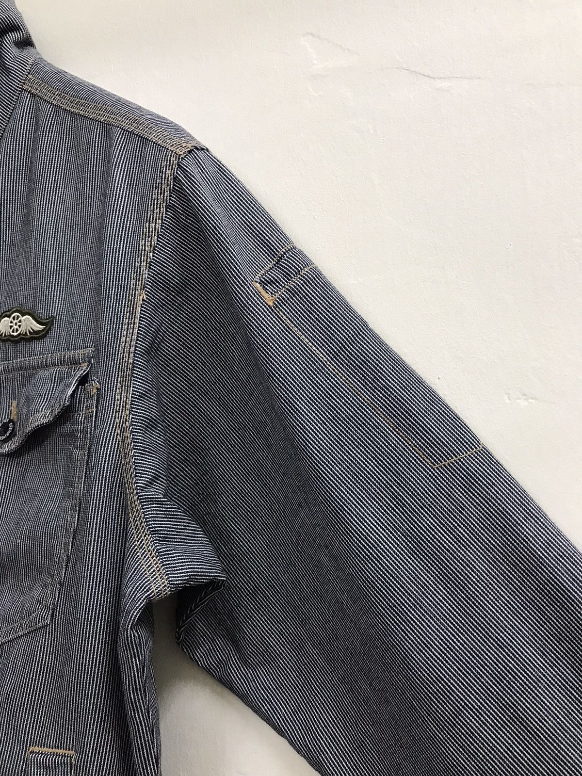 Japanese Brand Evenriver Japan Denim Hikory Stripe Jacket Custom Patch Size US M / EU 48-50 / 2 - 8 Thumbnail