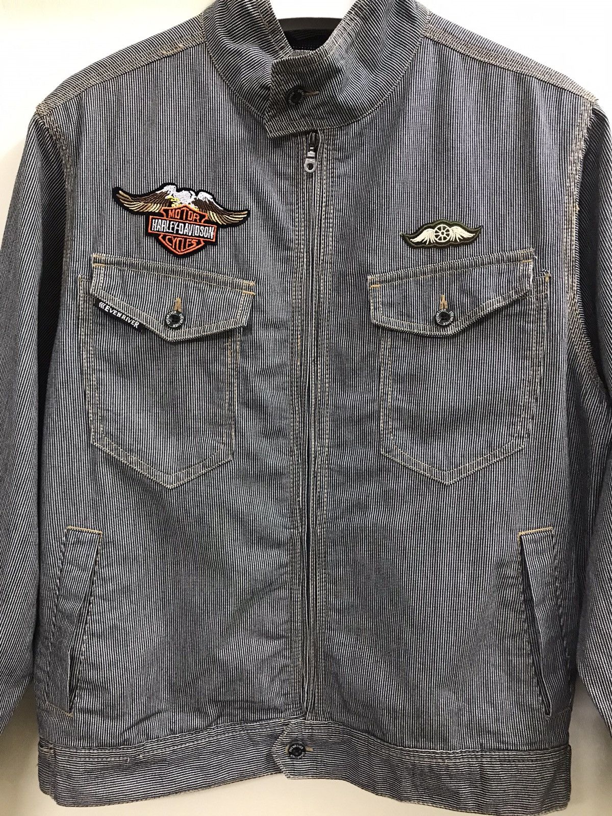 Japanese Brand Evenriver Japan Denim Hikory Stripe Jacket Custom Patch Size US M / EU 48-50 / 2 - 3 Thumbnail