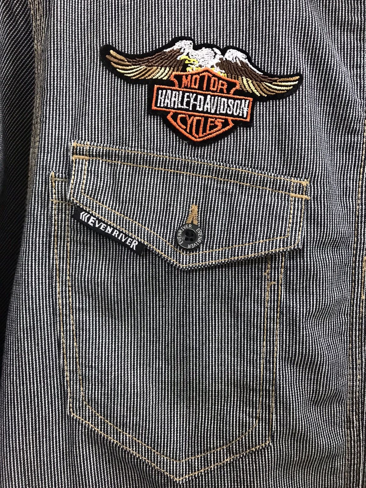Japanese Brand Evenriver Japan Denim Hikory Stripe Jacket Custom Patch Size US M / EU 48-50 / 2 - 6 Thumbnail