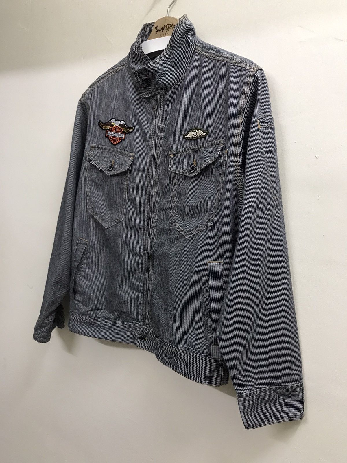 Japanese Brand Evenriver Japan Denim Hikory Stripe Jacket Custom Patch Size US M / EU 48-50 / 2 - 5 Thumbnail