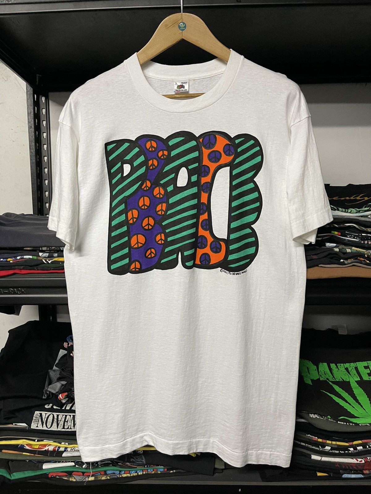 Fruit Of The Loom × Vintage Vintage 90s Popart Peace Tees Skateboard Size US L / EU 52-54 / 3 - 2 Thumbnail