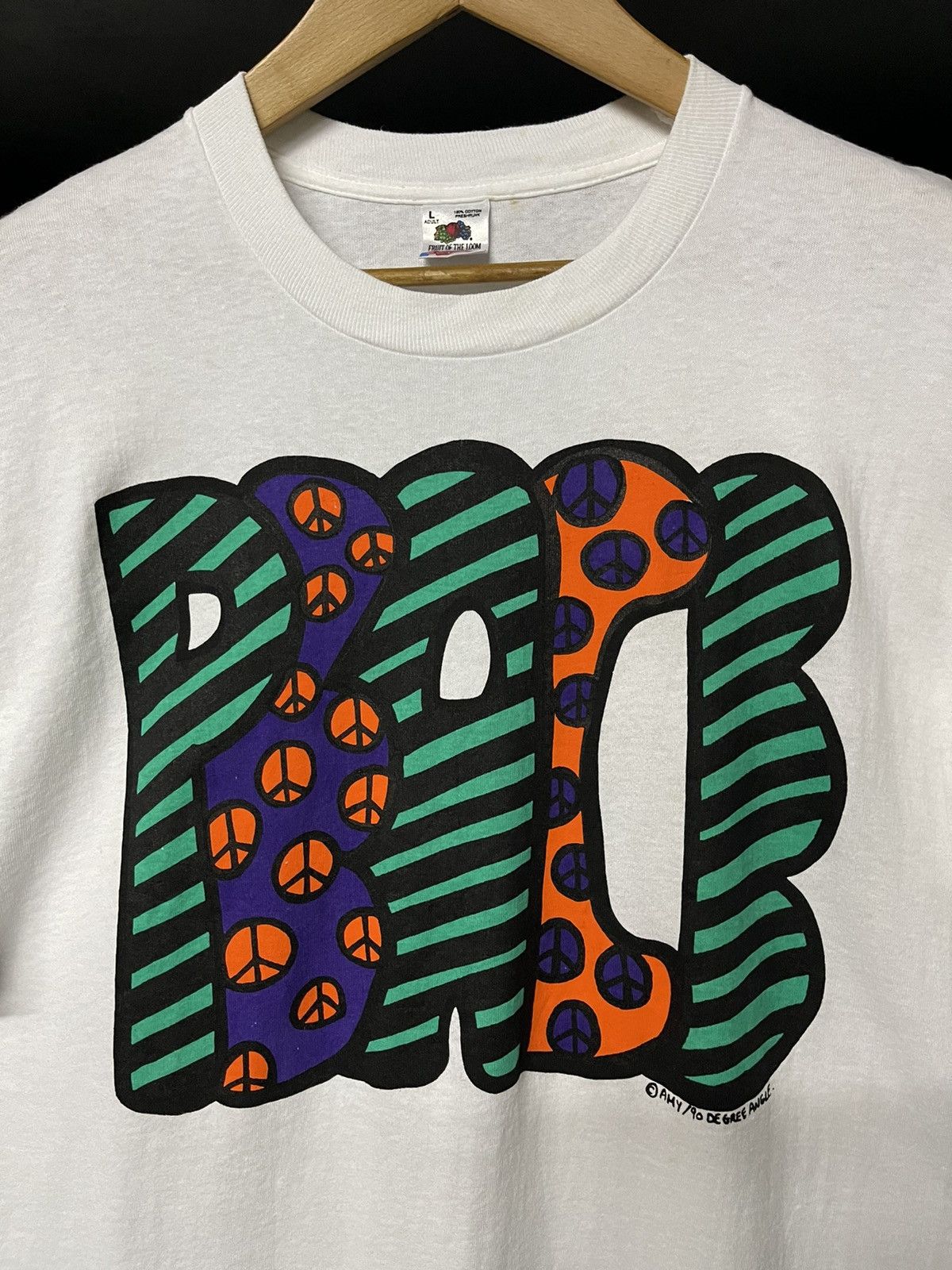 Fruit Of The Loom × Vintage Vintage 90s Popart Peace Tees Skateboard Size US L / EU 52-54 / 3 - 1 Thumbnail
