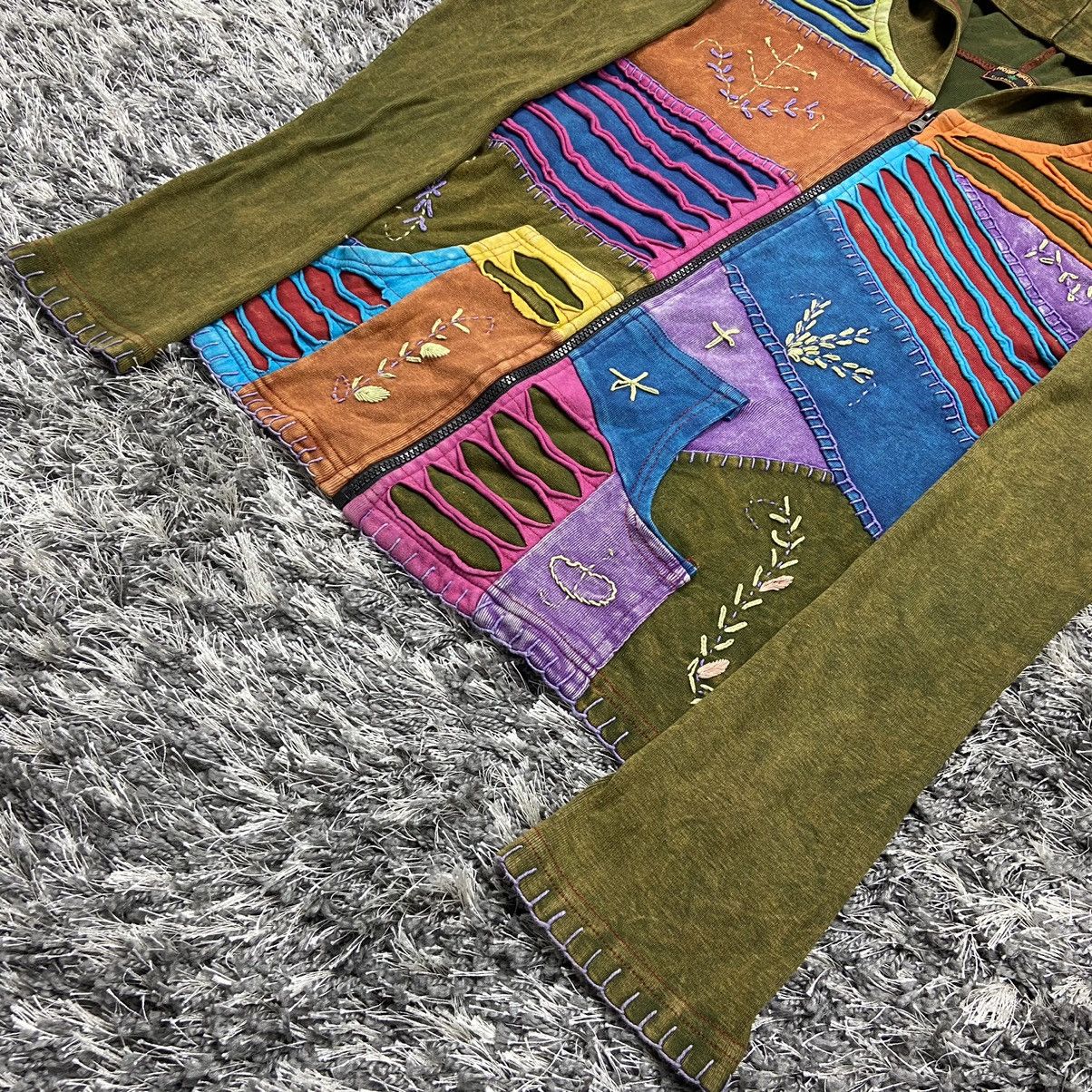 Vintage RASTA PONCHO Y2K ARCHIVE PATCHWORK RARE BOXY HOODIE - № 1092 Size M / US 6-8 / IT 42-44 - 3 Thumbnail