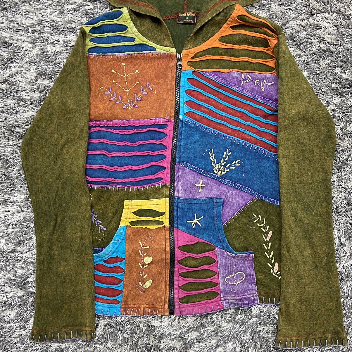 Vintage RASTA PONCHO Y2K ARCHIVE PATCHWORK RARE BOXY HOODIE - № 1092 Size M / US 6-8 / IT 42-44 - 2 Thumbnail