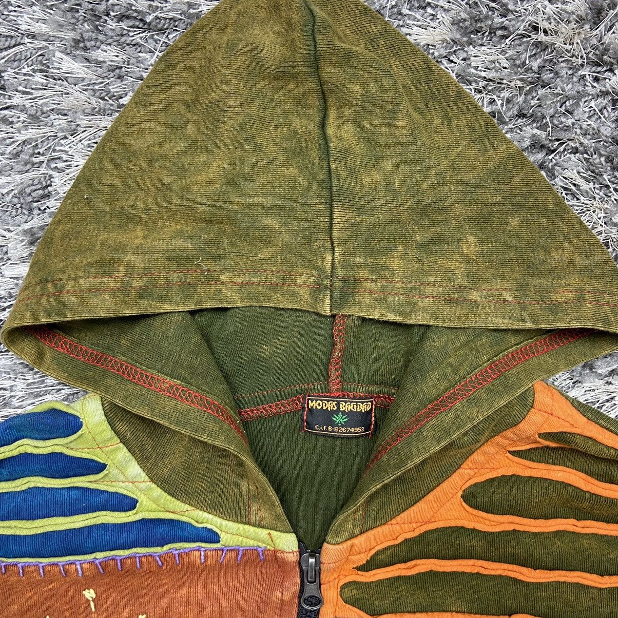 Vintage RASTA PONCHO Y2K ARCHIVE PATCHWORK RARE BOXY HOODIE - № 1092 Size M / US 6-8 / IT 42-44 - 6 Thumbnail