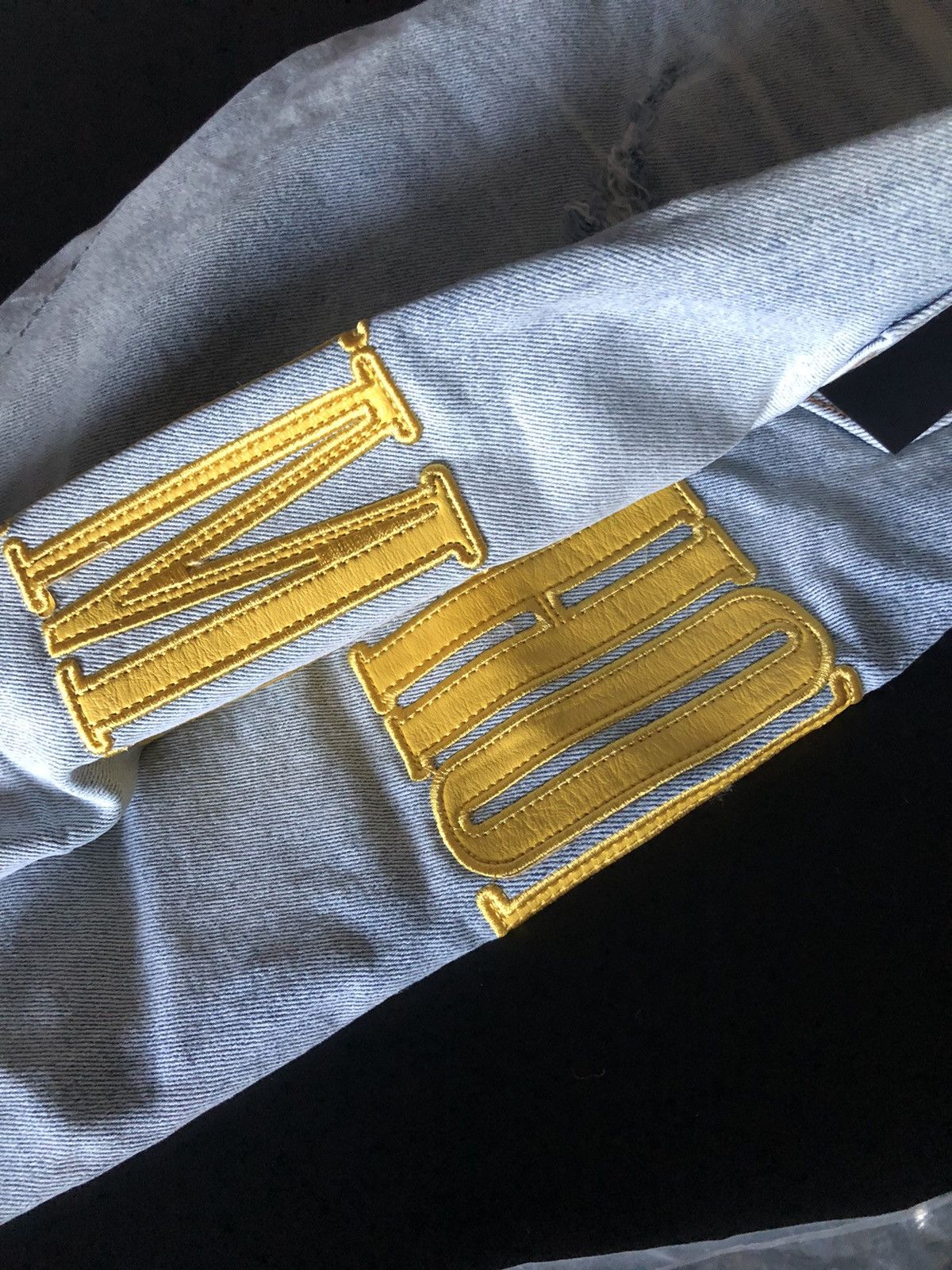 Homme + Femme La HOMME+FEMME LETTERMAN DENIM BLUE WITH YELLOW Size US 34 / EU 50 - 7 Thumbnail