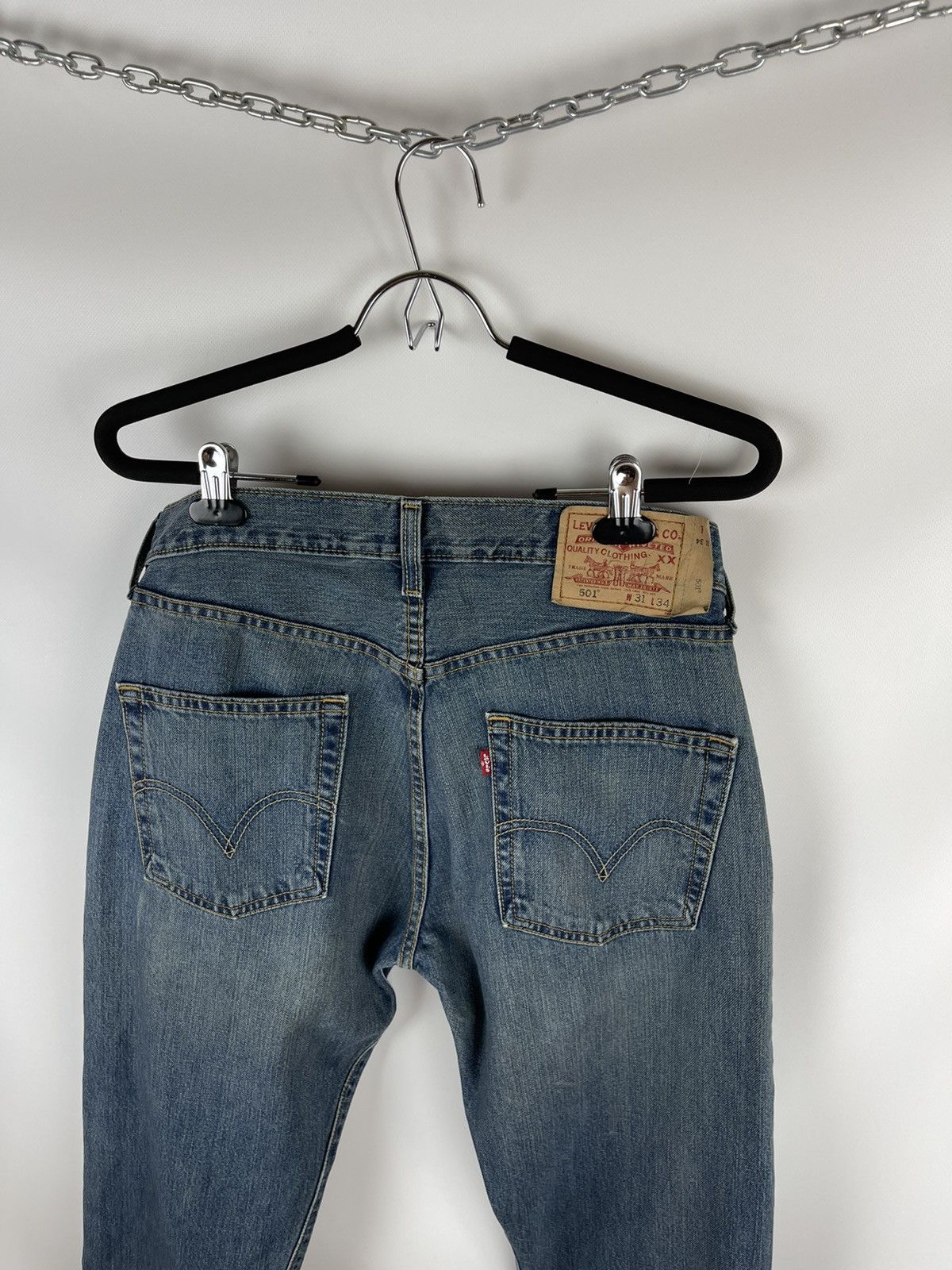 Levi's × Levi's Vintage Clothing Levi’s 501 vintage faded distressed denim jeans pants Size US 31 - 11 Thumbnail