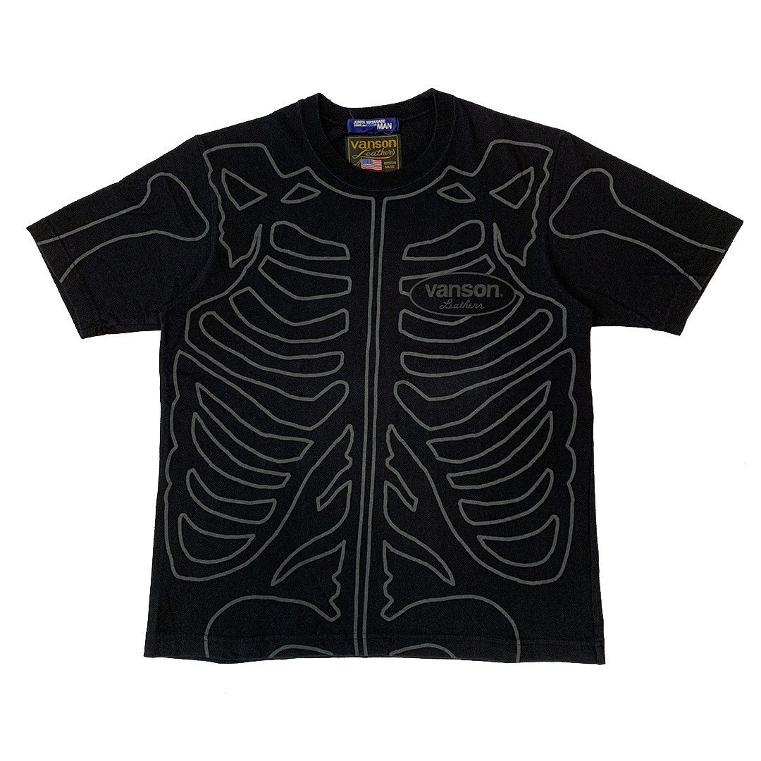 image of Junya Watanabe x Vanson Leathers 2006 Skeleton Tshirt in Black, Men's (Size Small)