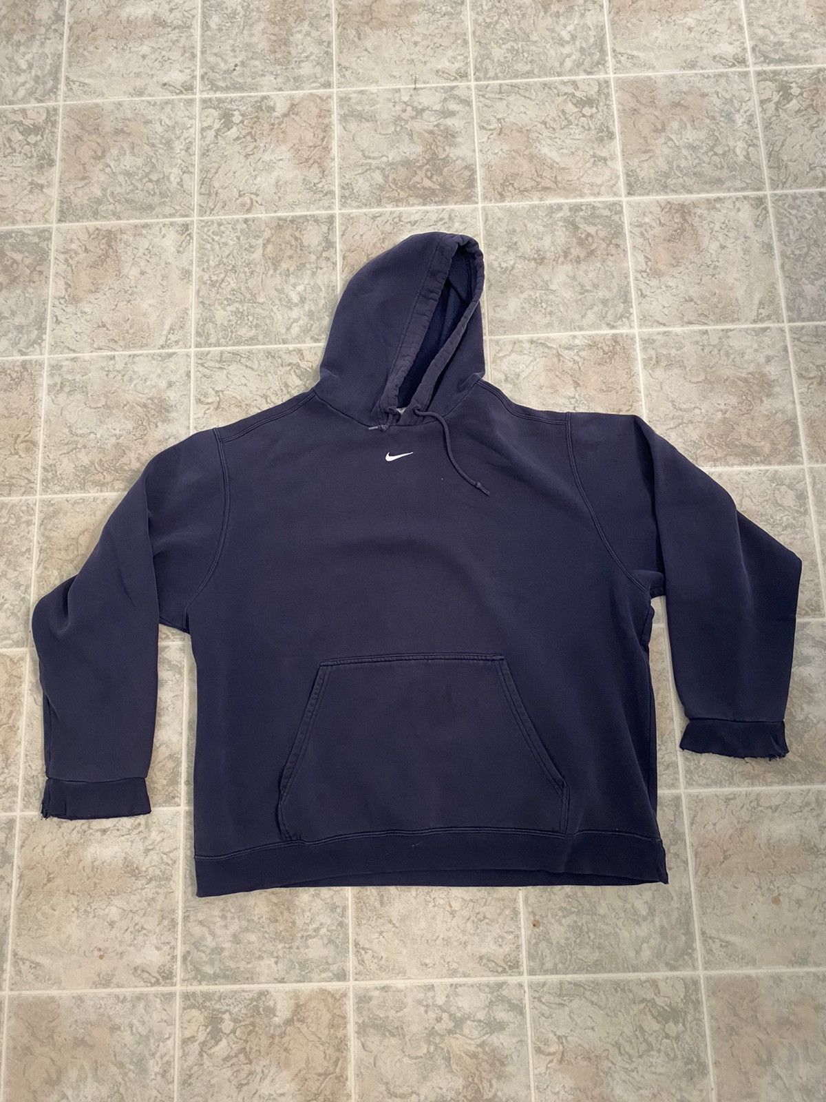 Nike × Vintage Vintage Nike Middle Swoosh Hoodie Boxy Distressed Oversized Size US XXL / EU 58 / 5 - 1 Thumbnail