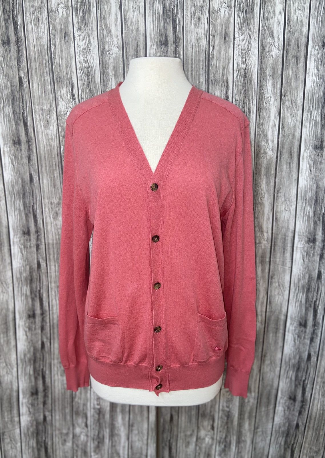 Burberry × Designer BURBERRY Cashmere Pink V-Neck Cardigan Size US S / EU 44-46 / 1 - 2 Thumbnail