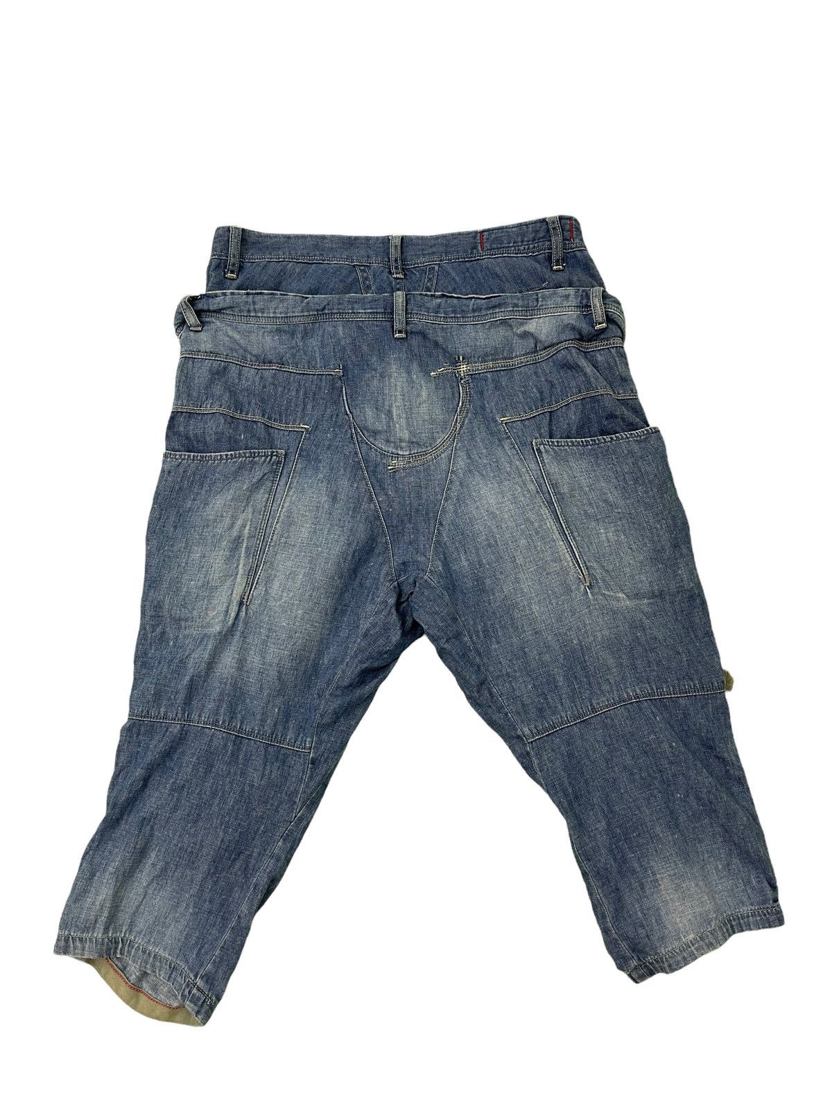 Japanese Brand Double Waist Cropped Thin Denim High Rise Regular 1🟦5 Size US 33 - 9 Thumbnail