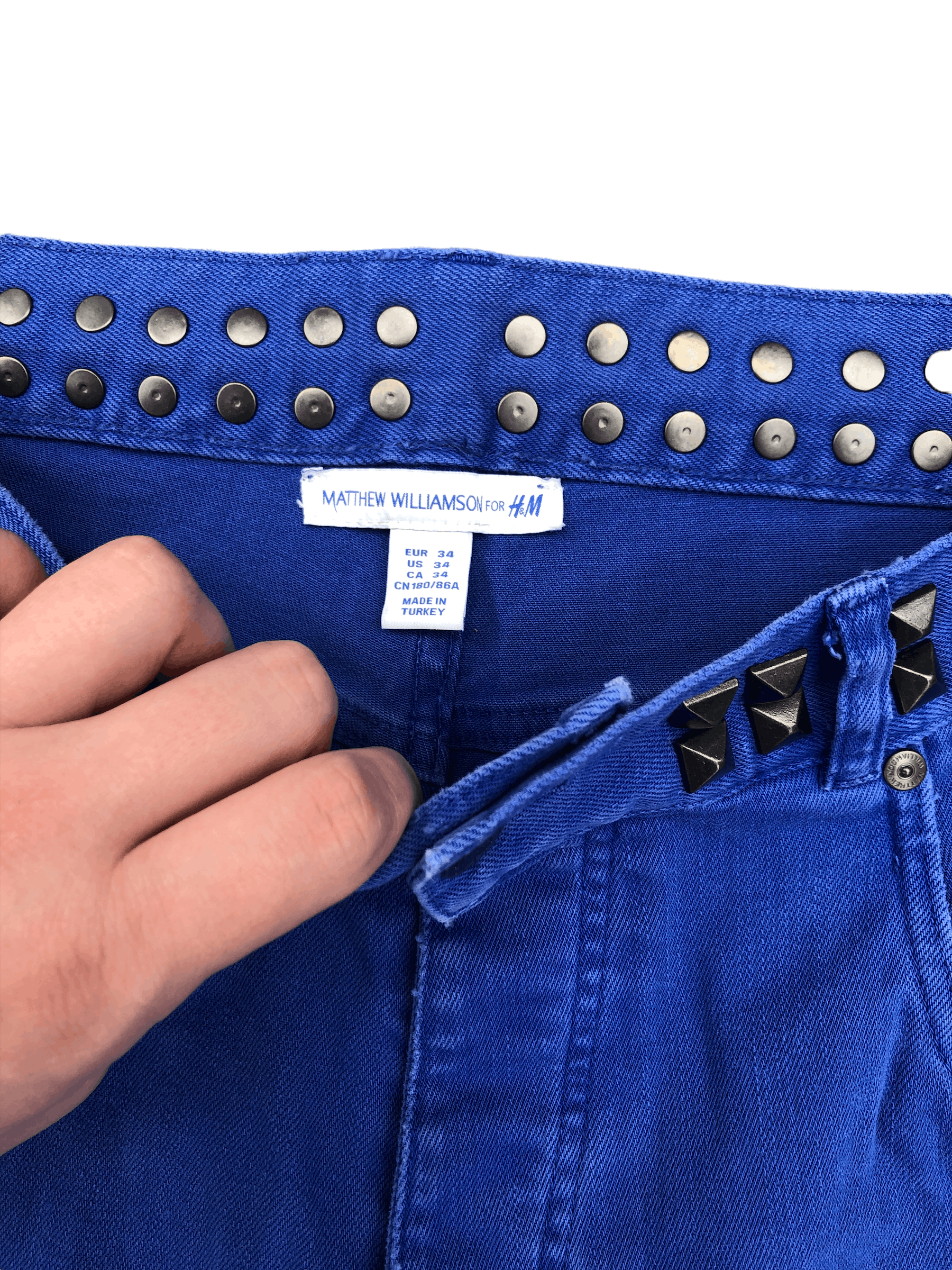 Vintage RARE Matthew Williamson X H&M Studded Jeans Size 34 Blue Size US 34 / EU 50 - 3 Thumbnail