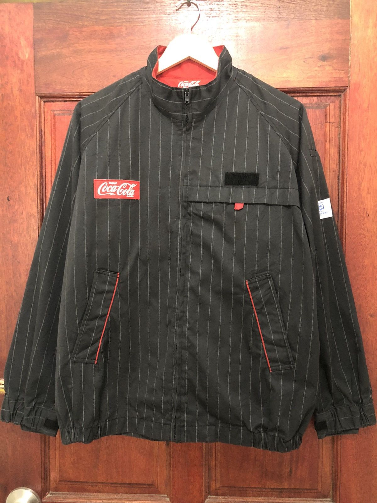 Coca Cola × Japanese Brand Coca Cola Trademark Workwear Striped Jacket ...