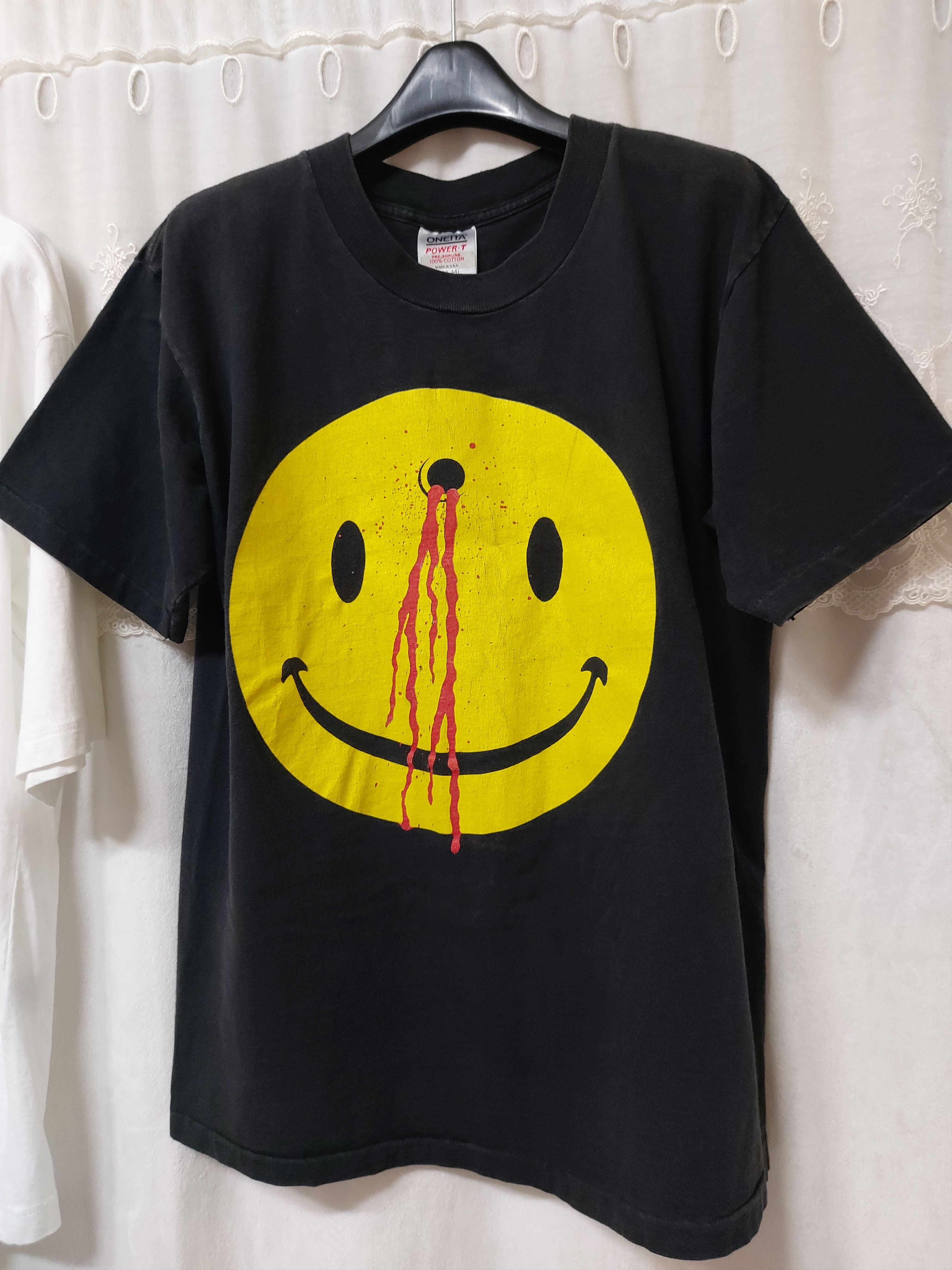 Vintage Rare 90s Gun shot smiley face t shirt | Grailed